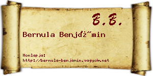 Bernula Benjámin névjegykártya